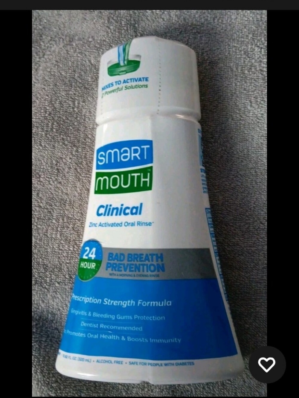 Smart Mouth Clinical Zinc Activated Clean Mint Rinse 24hr Bad Breath Prevention